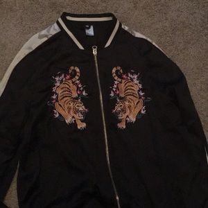 H&M tiger embroidered bomber jacket